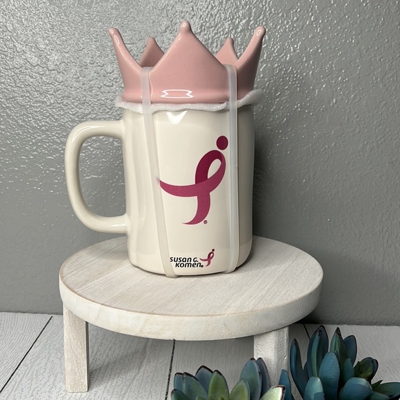 Rae Dunn Survivor Coffee Mug Breast Cancer Awareness Pink Crown Topper New! - Picture 3 of 5